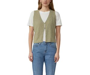 Strickweste S.OLIVER, Damen, Gr. 46, oliv, Strick, Obermaterial: 76% Baumwolle, 24% Polyamid, unifarben, normal hüftbedeckend, V-Ausschnitt, Westen Strickweste, mit 2-Knopf-Verschluss (52427462-46) ol