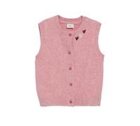 Strickweste S.OLIVER JUNIOR, Mädchen, Gr. 92/98, rosa (schwarz rose), Wolle, Obermaterial: 53% Polyamid, 41% Polyacryl, 6% Elasthan, bequem taillenbedeckt, Rundhals, Westen Strickweste, Lockerer Schni