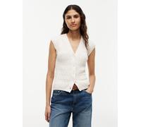 Strickweste TOMMY HILFIGER "MID GG CABLE VEST CARDI", Damen, Gr. M (40), ivory petal, Strick, Obermaterial: 100% Baumwolle, unifarben, regular fit normal, V-Ausschnitt, Westen Strickweste, Baumwolle,