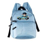 Striefchen® Kinderrucksack mit Namen und niedlichen Motiven in Blau oder Rosa für Jungen und Mädchen, personalisierbar (Blau-Polizei)