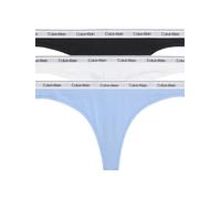 String "3 PACK THONG (LOW-RISE)", Damen, Gr. L (40), 3 Stk., schwarz-weiß (schwarz, weiß, frozen fjiord), Jersey, Obermaterial: 90% Baumwolle, 10% Elasthan, CALVIN KLEIN UNDERWEAR, körpernah, Unterhos