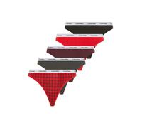 String "5 PACK THONG (LOW-RISE)", Damen, Gr. L (40), 5 Stk., blotched plaid, adreniline rush, blac, Jersey, Obermaterial: 90% Baumwolle, 10% Elasthan, CALVIN KLEIN UNDERWEAR, körpernah, Unterhosen Str