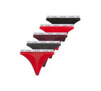 String "5 PACK THONG (LOW-RISE)", Damen, Gr. M (38), 5 Stk., blotched plaid, adreniline rush, blac, Jersey, Obermaterial: 90% Baumwolle, 10% Elasthan, CALVIN KLEIN UNDERWEAR, körpernah, Unterhosen Str