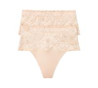 String BONPRIX, Damen, Gr. 36, 2 Stk., beige (puder), Obermaterial: 80% Polyamid, 20% Elasthan. Netzfutter: 84% Polyamid, 16% Elasthan. Spitze: 92% Polyamid, 8% Elasthan, unifarben, figurbetont, Unter
