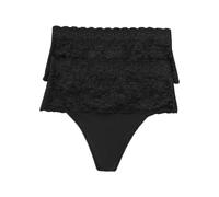 String BONPRIX, Damen, Gr. 42, 2 Stk., schwarz, Obermaterial: 80% Polyamid, 20% Elasthan. Netzfutter: 84% Polyamid, 16% Elasthan. Spitze: 92% Polyamid, 8% Elasthan, unifarben, figurbetont, Unterhosen