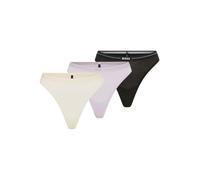 String BOSS "3P THONG", Damen, Gr. L, 3 Stk., beige (open miscellaneous 969), Jersey, Obermaterial: 90% Baumwolle, 10% Elasthan, körpernah, Unterhosen String, mit BOSS Logobund (72322135-L) open misce