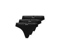 String BOSS "3P THONG", Damen, Gr. L (40), 3 Stk., schwarz (schwarz 001), Jersey, Obermaterial: 90% Baumwolle, 10% Elasthan, unifarben, körpernah, Unterhosen String, mit BOSS Logobund (92199828-L) sch