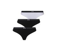 String BOSS "3P THONG", Damen, Gr. S, 3 Stk., weiß (open weiß 120), Jersey, Obermaterial: 90% Baumwolle, 10% Elasthan, körpernah, Unterhosen String, mit BOSS Logobund (51178117-S) open weiß 120
