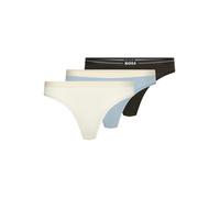 String BOSS "3P THONG", Damen, Gr. XL, 3 Stk., bunt (open miscellaneous 964), Jersey, Obermaterial: 90% Baumwolle, 10% Elasthan, körpernah, Unterhosen String, mit BOSS Logobund (96599645-XL) open misc