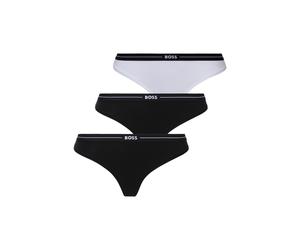 String BOSS "3P THONG", Damen, Gr. XL, 3 Stk., weiß (open weiß 120), Jersey, Obermaterial: 90% Baumwolle, 10% Elasthan, körpernah, Unterhosen String, mit BOSS Logobund (51178117-XL) open weiß 120