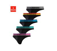 String BRUNO BANANI, Herren, Gr. M, 5 Stk., bunt (schwarz, blau, schwarz, pink, schwarz, mint, schwarz, gelb, schwarz, grau), Jersey, Obermaterial: 95% Baumwolle, 5% Elasthan, unifarben, körpernah, Un