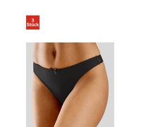 String PETITE FLEUR, Damen, Gr. 44/46, 3 Stk., weiß (2xweiß, 1xschwarz), Microfaser, Obermaterial: 86% Polyamid, 14% Elasthan, körpernah, Unterhosen String, mit Spitze hinten (814038-44) 2xweiß, 1xsch