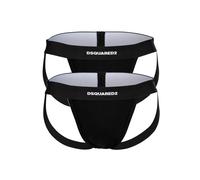 String DSQUARED2 "Jockstrap TWIN PACK JOCKSTRAP 2er Pack", Herren, Gr. L, schwarz, Obermaterial: 94% Baumwolle CO. 6% Elasthan EL., Unterhosen String (63210601-L) schwarz