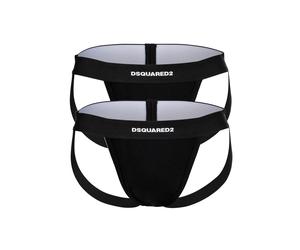 String DSQUARED2 "Jockstrap TWIN PACK JOCKSTRAP 2er Pack", Herren, Gr. S, schwarz, Obermaterial: 94% Baumwolle CO. 6% Elasthan EL., Unterhosen String (63210601-S) schwarz