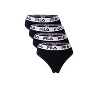 FILA Damen String, 4er Pack - Logo-Bund, Cotton Stretch, einfarbig Schwarz L