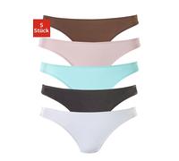 String H.I.S, Damen, Gr. 32/34, bunt (braun, rosa, türkis, schwarz, weiß), Microfaser, Obermaterial: 95% Polyamid, 5% Elasthan, unifarben, körpernah, Unterhosen String, aus weicher Microfaserqualität 