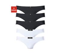 String H.I.S, Damen, Gr. 38, schwarz-weiß (weiß, schwarz), Obermaterial: 95% Baumwolle, 5% Elasthan, unifarben, körpernah, Unterhosen String, aus elastischer Baumwoll-Qualität (442118-38) weiß, schwar