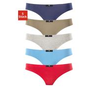 String H.I.S, Damen, Gr. 46, bunt (rot, marine, blau, khaki, grau, meliert), Obermaterial: 95% Baumwolle, 5% Elasthan, unifarben, körpernah, Unterhosen String, aus elastischer Baumwoll-Qualität (44209