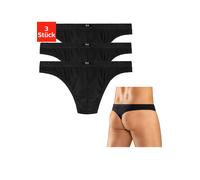 String H.I.S, Herren, Gr. L, 3 Stk., schwarz, Jersey, Obermaterial: 95% Baumwolle, 5% Elasthan, unifarben, körpernah, Unterhosen String, aus weichem Baumwoll-Stretch (754999-L) schwarz