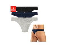 String H.I.S, Herren, Gr. M, 3 Stk., blau (marine, schwarz, grau), Jersey, Obermaterial: 95% Baumwolle, 5% Elasthan, unifarben, körpernah, Unterhosen String, aus weichem Baumwoll-Stretch (412768-M) ma