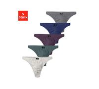 String H.I.S "Herren Unterhose", Herren, Gr. 4, 5 Stk., bunt (grau, meliert, blau, grün, aubergine, blau, anthrazit), Jersey, Obermaterial: 95% Baumwolle, 5% Elasthan, unifarben, körpernah, Unterhosen