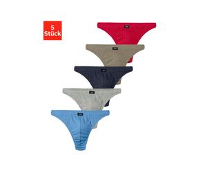 String H.I.S "Herren Unterhose", Herren, Gr. 9 (XXXL), 5 Stk., bunt (rot, blau, marine, khaki, grau, meliert), Jersey, Obermaterial: 95% Baumwolle, 5% Elasthan, unifarben, körpernah, Unterhosen String