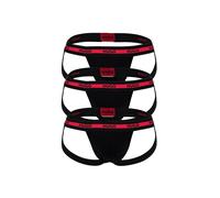 String HUGO "Jockstrap JOCKSTRAP TRIPLET PLANET 3er Pack", Herren, Gr. L, schwarz, Obermaterial: 95% Baumwolle CO. 5% Elasthan EL., Unterhosen String (87437111-L) schwarz