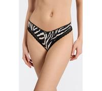 String HUGO UNDERWEAR, Damen, Gr. L, schwarz-weiß (open miscellaneous 963), Microfaser, Obermaterial: 79% Polyamid, 21% Elasthan, körpernah, Unterhosen String, elegante Spitzenbesätze, Logo-Schleife, 