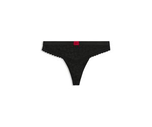 String HUGO UNDERWEAR "SAVANA", Damen, Gr. XS, schwarz 001, Obermaterial: 90% Polyamid, 10% Elasthan, körpernah, Unterhosen String, aus Spitze mit Leopardenmuster und Logo am Bund (33893434-XS) schwar