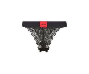 String HUGO UNDERWEAR "STRING RL LACE", Damen, Gr. S, schwarz, Jersey, Obermaterial: 84% Polyamid, 16% Elasthan, unifarben mit Farbeinsatz, körpernah, Unterhosen String, mit Logoschriftzug auf dem Bun