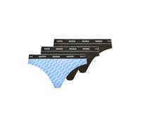 String HUGO UNDERWEAR "TRIPLET THONG DESIGN", Damen, Gr. L, 3 Stk., blau (open blau 461), Jersey, Obermaterial: 95% Baumwolle, 5% Elasthan, Unterhosen String, wiederholendes Logo am Bund (56322838-L)