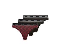 String HUGO UNDERWEAR "TRIPLET THONG DESIGN", Damen, Gr. L, 3 Stk., open rot 641, Jersey, Obermaterial: 95% Baumwolle, 5% Elasthan, Unterhosen String, wiederholendes Logo am Bund (79031209-L) open rot