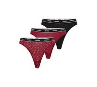 String HUGO UNDERWEAR "TRIPLET THONG DESIGN", Damen, Gr. S, 3 Stk., bunt (open rot 645), Jersey, Obermaterial: 95% Baumwolle, 5% Elasthan, Unterhosen String, wiederholendes Logo am Bund (64024867-S) o