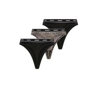 String HUGO UNDERWEAR "TRIPLET THONG DESIGN", Damen, Gr. XXL, 3 Stk., schwarz (open grau 070), Jersey, Obermaterial: 95% Baumwolle, 5% Elasthan, Unterhosen String, wiederholendes Logo am Bund (2766105
