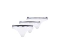 String HUGO UNDERWEAR "TRIPLET THONG STRIPE", Damen, Gr. L, weiß (weiß 100), Jersey, Obermaterial: 95% Baumwolle, 5% Elasthan, Unterhosen String, elastischer Bund mit Logo, enganliegend (23610200-L) w
