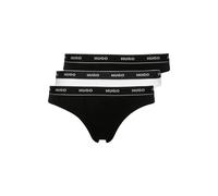 HUGO Dreier-Pack Strings aus Stretch-Baumwolle mit Logos - Style TRIPLET THONG STRIPE, 50469681 Weiß / Schwarz S