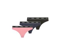 String HUGO UNDERWEAR "TRIPLET THONG STRIPE", Damen, Gr. XXL, bunt (open miscellaneous 960), Jersey, Obermaterial: 95% Baumwolle, 5% Elasthan, Unterhosen String, elastischer Bund mit Logo, enganliegen