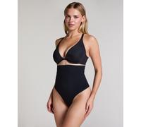 String HUNKEMÖLLER "Seamless Enhancing High Waisted Thong", Damen, Gr. S, schwarz, 88% Polyamid, 12% Elasthan, Unterhosen String (93884951-S) schwarz