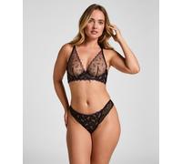 String HUNKEMÖLLER "Thong Iris", Damen, Gr. M, lila (schwarz), 69% Polyamid, 16% Polyester, 15% Elasthan, Unterhosen String (21054867-M) schwarz