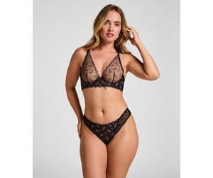 String HUNKEMÖLLER "Thong Iris", Damen, Gr. M, lila (schwarz), 69% Polyamid, 16% Polyester, 15% Elasthan, Unterhosen String (21054867-M) schwarz
