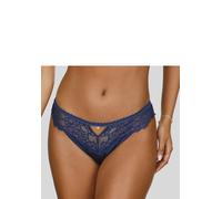 String LASCANA "Alana" Gr. 40/42, blau (dunkelblau), Damen, Obermaterial: 56% Polyamid, 32% Seide, 12% Elasthan, Unterhosen, aus floraler Spitze und edler Qualität mit hohem Seidenanteil (91317217-40)