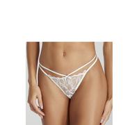 String LASCANA "Amira-Kollektion", Damen, Gr. 44/46, beige (champagner), Spitze, Obermaterial: 76% Polyester, 18% Polyamid, 6% Elasthan, Unterhosen String, mit schimmernder Spitze und aufregender Bänd