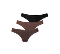 String LASCANA "aus hochwertiger Modal-Qualität", Damen, Gr. 44/46, braun (braun, schwarz), Obermaterial: 94% Modal (TENCEL™), 6% Elasthan, animal-print, unifarben, körpernah, Unterhosen String (21658