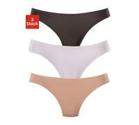 LASCANA Damen String (3 Stck.) nude / schwarz / weiß, Größe 44-46, 232060 Nude / Schwarz / Weiß L