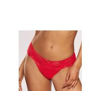 String LASCANA "Cara", Damen, Gr. 44/46, rot, Spitze, Obermaterial: 87% Polyamid, 13% Elasthan, körpernah, Unterhosen String, aus dezent transparenter Spitze, anteilig aus recyceltem Material (4737640