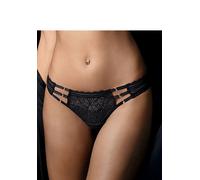String LASCANA, Damen, Gr. 32/34, schwarz, Spitze, Obermaterial: 90% Polyamid, 10% Elasthan, körpernah, Unterhosen String, mit extravaganten Schmuckringen vorn (67336636-32) schwarz