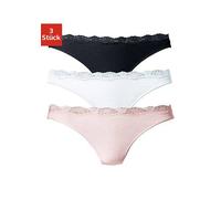String LASCANA, Damen, Gr. 36/38, bunt (rosa, weiß, schwarz), Obermaterial: 95% Baumwolle, 5% Elasthan. Spitze: 87% Polyamid, 13% Elasthan, unifarben, körpernah, Unterhosen String, aus elastischer Bau