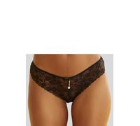 String LASCANA, Damen, Gr. 36/38, schwarz, Microtouch, Obermaterial: 88% Polyamid, 12% Elasthan, figurbetont, Unterhosen String, rundherum aus floraler Spitze, Dessous (72510540-36) schwarz