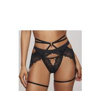 String LASCANA, Damen, Gr. 36/38, schwarz, Spitze, Obermaterial: 88% Polyamid, 12% Elasthan, Unterhosen String, mit extravaganter Bänder-Optik und sexy Cut-Out (25457648-36) schwarz