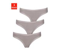 LASCANA String, (3 St.), mit grafischer Spitze 40/42, 3 St. beige Damen Tagwäsche Wäsche String 40/42, 3 St. taupe